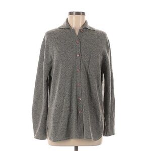 Precious Fibers 100% Cashmere Vintage Button Down Oversized Grey Blouse Size 8